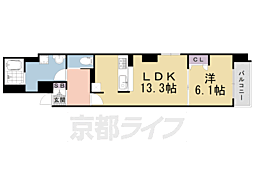 ＣＡＬＭ小川通 1階1LDKの間取り