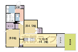 嵯峨広沢南下馬野町ヘーベルメゾン 105 1階2LDKの間取り