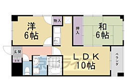 セーブル葛野 3階2LDKの間取り