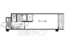パインパレス黒門 2階1Kの間取り