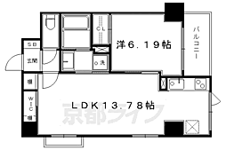 JR東海道・山陽本線 京都駅 徒歩7分の賃貸マンション 5階1LDKの間取り