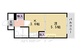 ライオンズマンション京都三条大宮 4階1DKの間取り