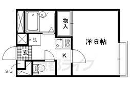レオパレス西陣 2階1Kの間取り