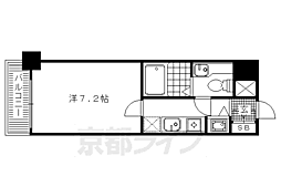 コスモフォーラム四条 5階1Kの間取り