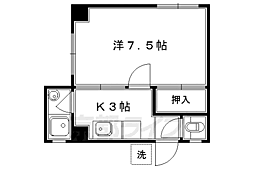 木村第二ビル 1Kの間取図画像