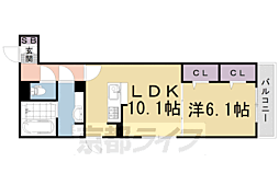 太秦レジデンスW棟 1LDKの間取図画像