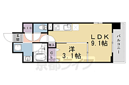 リシュドール梅小路 1LDKの間取図画像