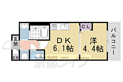 ベラジオワールドアイ京都円町 1DKの間取図画像