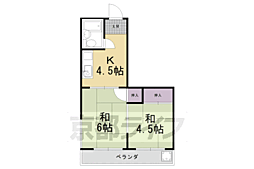 YUTAKAGARDEN円町 2DKの間取図画像