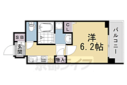 LW京都桜邸 1Kの間取図画像