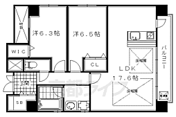 テルマーノ西洞院 2LDKの間取図画像
