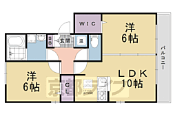 アムール嵐山 2LDKの間取図画像