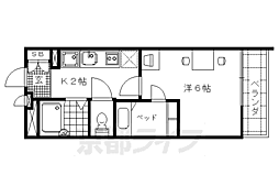 レオパレス洛 1Kの間取図画像
