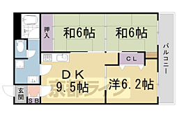 グランハイツ西ノ京 3DKの間取図画像