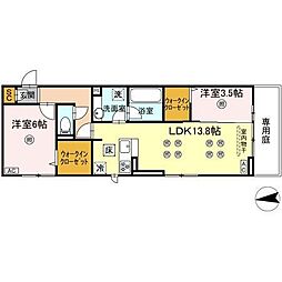 Pure Wind Garden A棟 2LDKの間取図画像