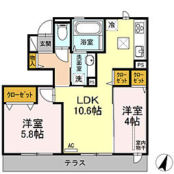 グランモア三苫3 2LDKの間取図画像