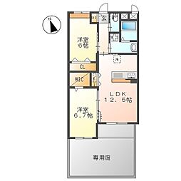 La maison du reve (ラ・メゾン・デュ・レー 2LDKの間取図画像