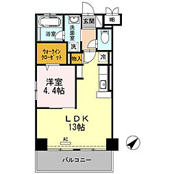 アヴェニール新宮 1LDKの間取図画像