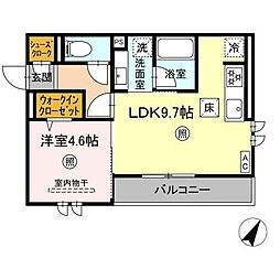 D-ROOMサンライズ A 1LDKの間取図画像