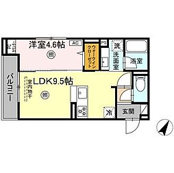 D-ROOMサンライズ A 1LDKの間取図画像