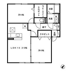 ラーフィア南里A 2LDKの間取図画像