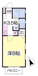 アパルメント・ウエールズ 1Kの間取図画像