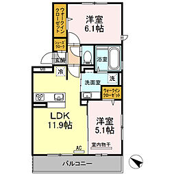 D-roomパークサイド吉塚 2LDKの間取図画像