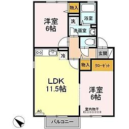リバーサイド・志免 2LDKの間取図画像