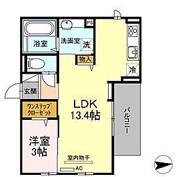 フェリオ箱崎駅前 1LDKの間取図画像