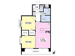 リバーランドツインイースト 2LDKの間取図画像