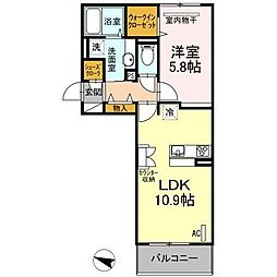 サンフィットハイツ11号館 1LDKの間取図画像