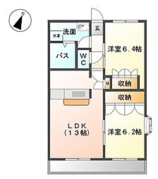 コリーナ・ベルデIII 3階2LDKの間取り
