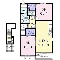 サンライト宗像3 2LDKの間取図画像