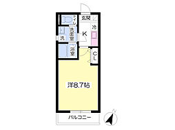 クレフラスト名島駅前B 1Kの間取図画像