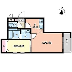 福岡市東区筥松4丁目アパート 1LDKの間取図画像