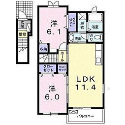 サンライト宗像2A棟 2LDKの間取図画像