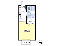 アローム1番館 1Kの間取図画像