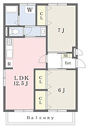 第2田代ハイツ 2LDKの間取図画像