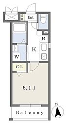 エルプレイス香椎駅前 1Kの間取図画像