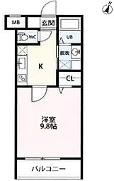ハイブリッジ 1Kの間取図画像