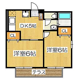 京王線 下高井戸駅 徒歩5分の賃貸アパート 1階2DKの間取り