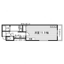 メゾンソレイユ 1階1Kの間取り