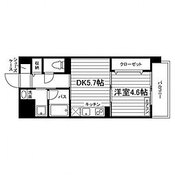マルドミ向山 3階1DKの間取り