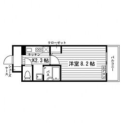 デュラージュ・一番町 6階1Kの間取り