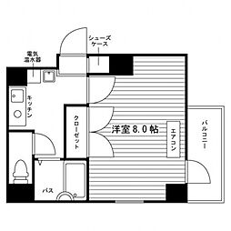 ルミエール7 2階1Kの間取り