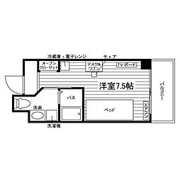 学生会館 ライムコート愛宕[食事付き] 3階ワンルームの間取り