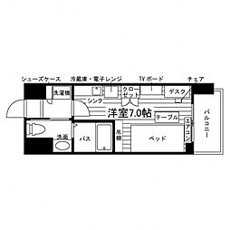 学生会館 アルク河原町[朝食付き] 5階ワンルームの間取り