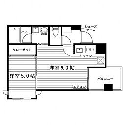 エクセラン仙台 9階1LDKの間取り