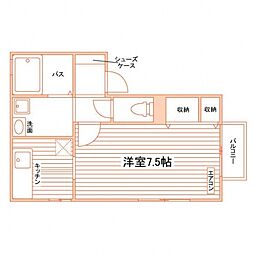 南通レオ 1階1Kの間取り