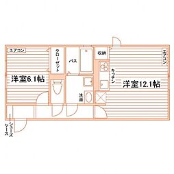 フローレンス 1LDKの間取図画像